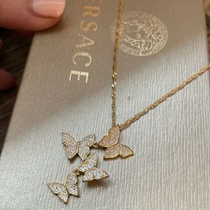 Gold Butterfly Necklace with Crystals